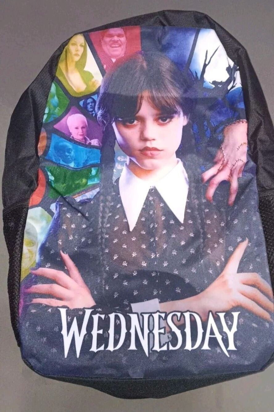 Wednesday Adams Family 17inch Backpack Unisex Teens Kids Lightweight Mesh Pocket